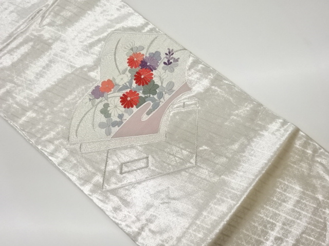 JAPANESE KIMONO / VINTAGE NAGOYA OBI / EMBROIDERY / AUTUMN FLOWERS